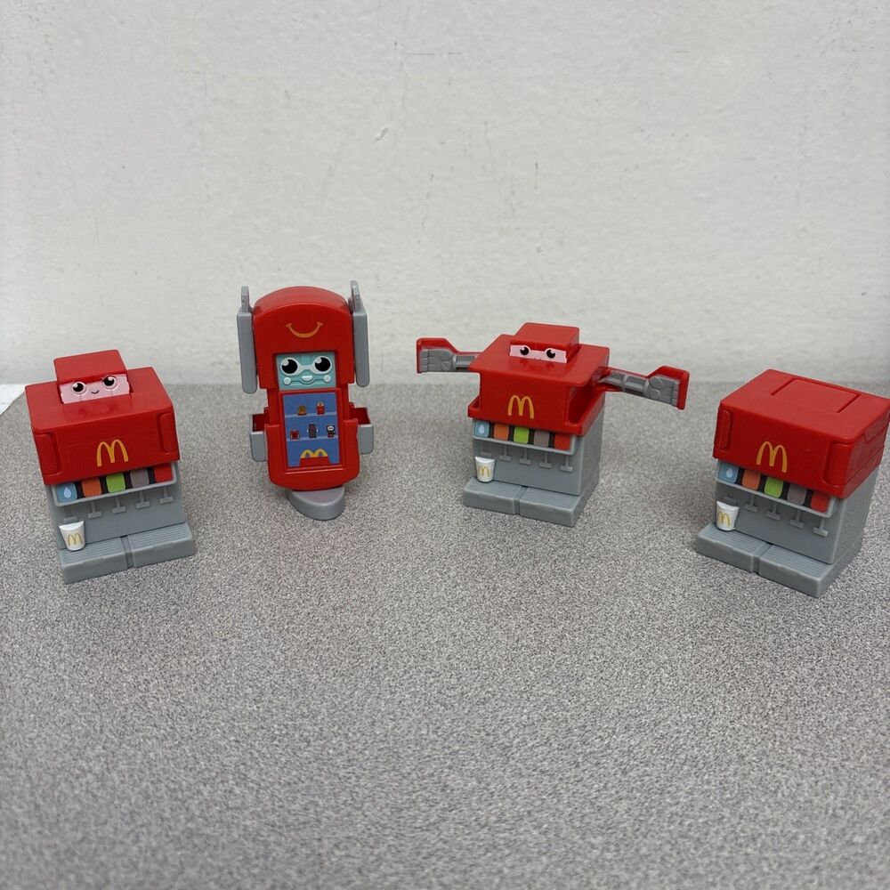 McDonald's Changeables 2025 Lot Of 3 Soda Machines, 1 Kiosk, Happy Meal Toys